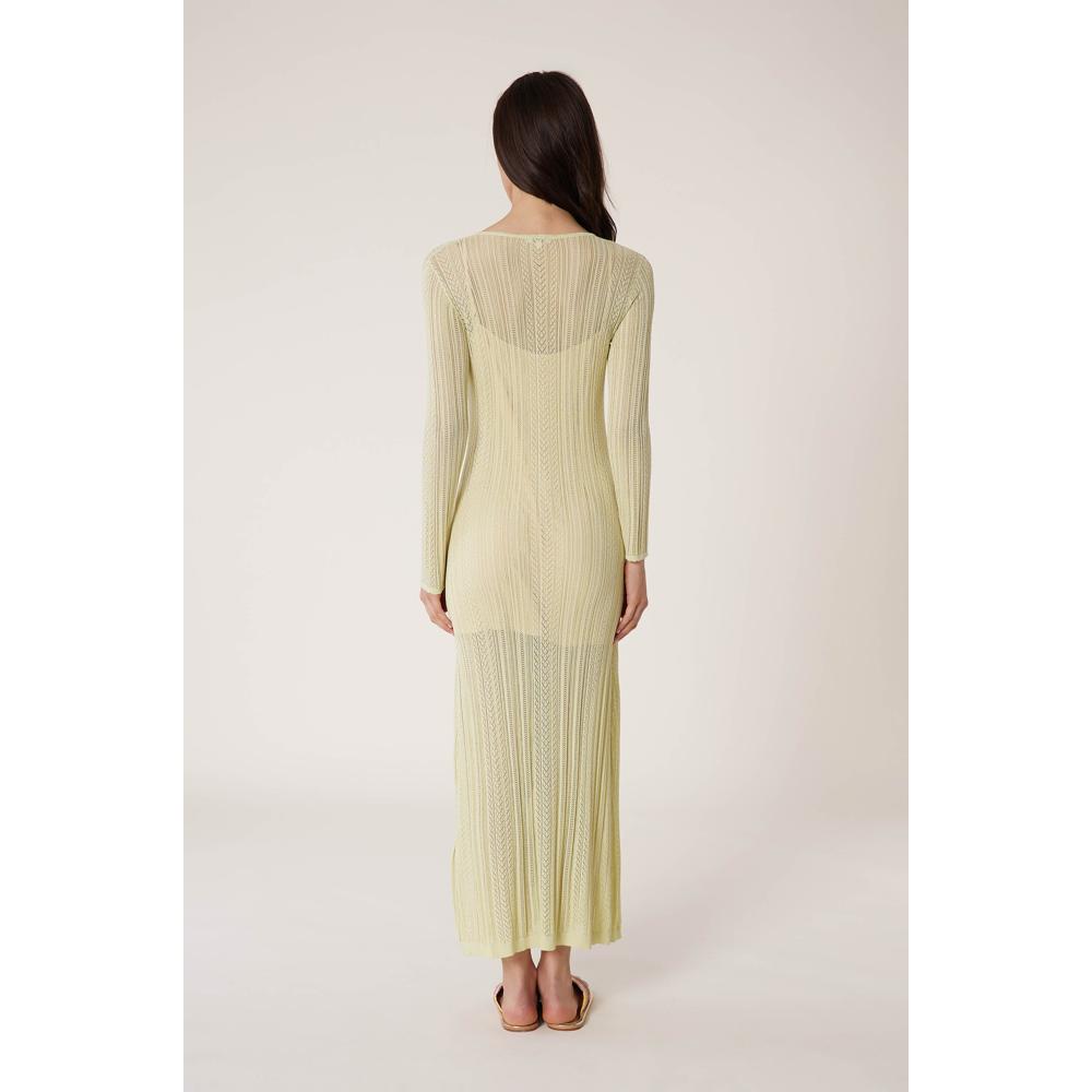 Vestido Largo de Punto Encaje - Vainilla - Mujer