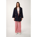 Navy Strass Pea Coat - Navy Blue - Women