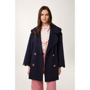 Navy Strass Pea Coat - Navy Blue - Women