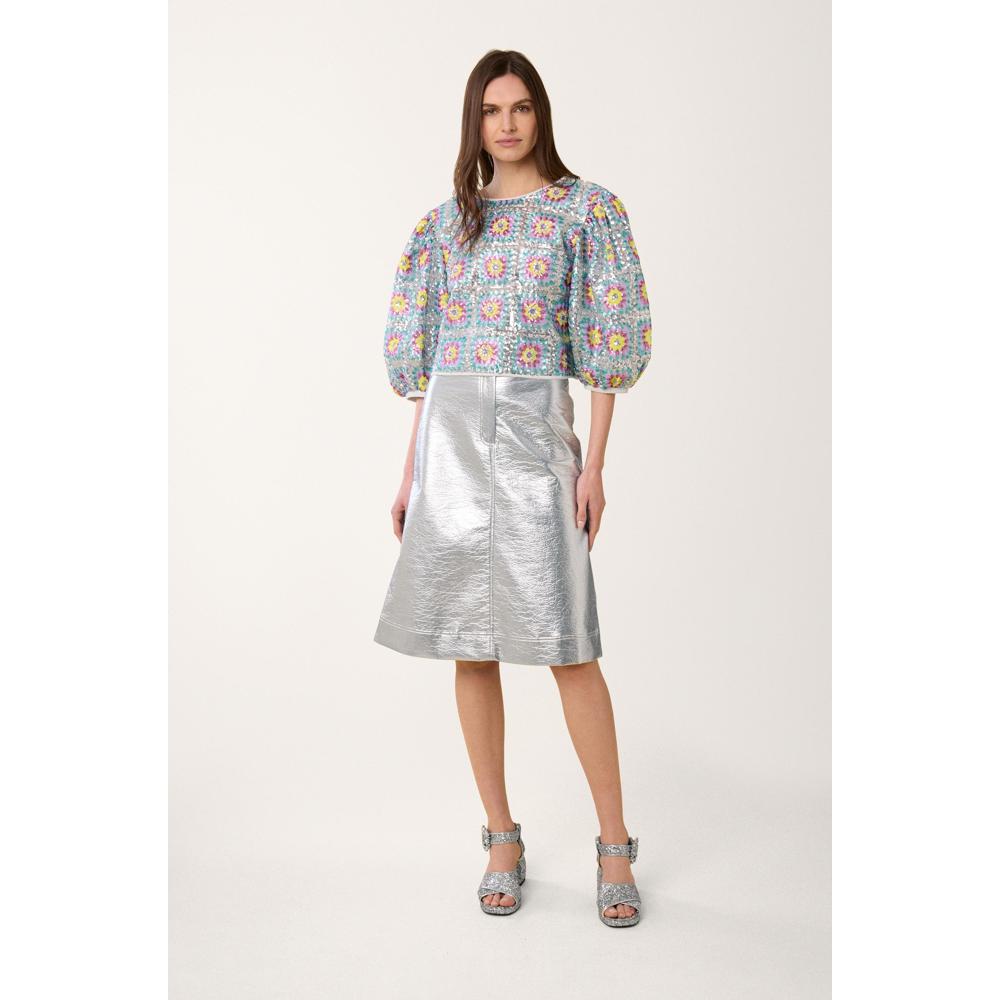 Vinyl Skirt - Silver - Women