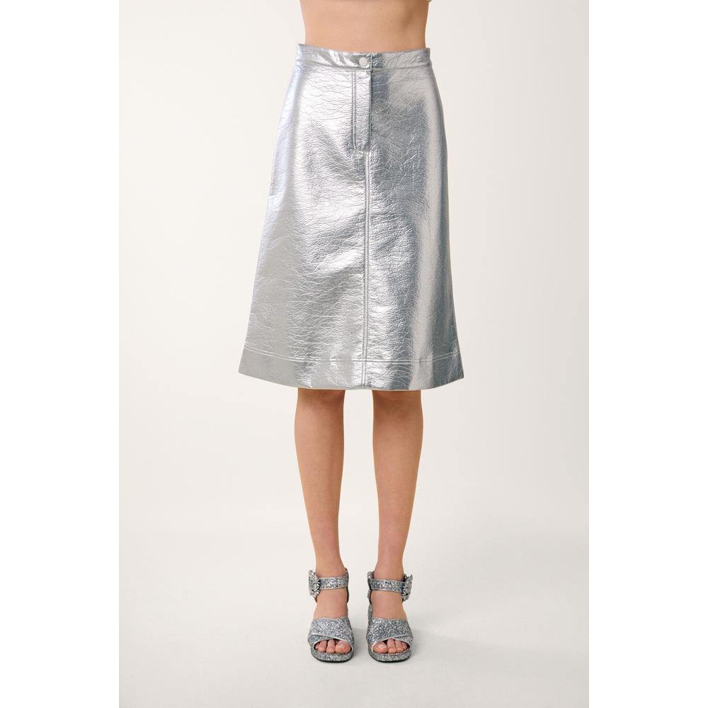 Vinyl Skirt - Silver - Women