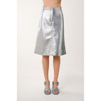 Vinyl Skirt - Silver - Women