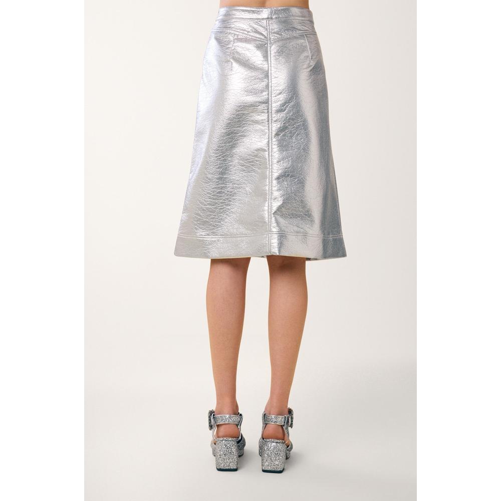 Vinyl Skirt - Silver - Women