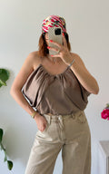 Santa Cruz Satin Top - Taupe