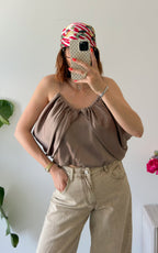 Santa Cruz Satin Top - Taupe
