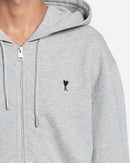 Ami Paris - Ami De Coeur Zipped Hoodie in Gray Cotton