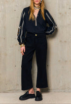 Pantalones con bolsillo de parche - Negro