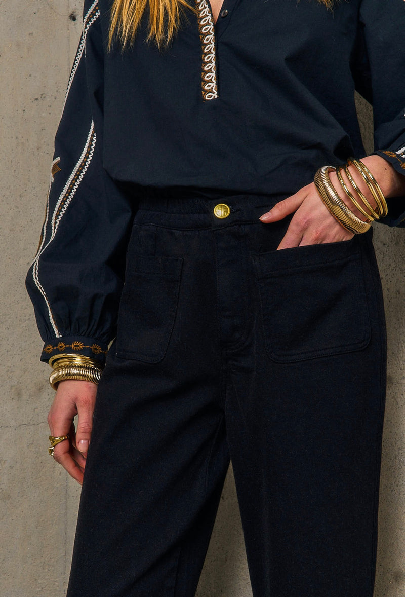 Pantalon Poches Plaquees - Noir