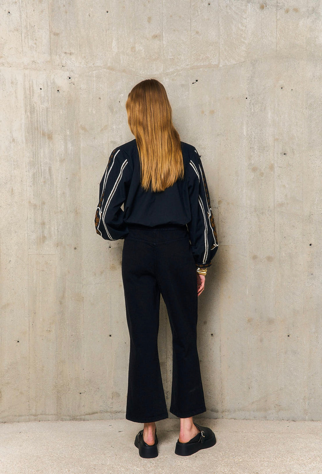 Pantalones con bolsillo de parche - Negro