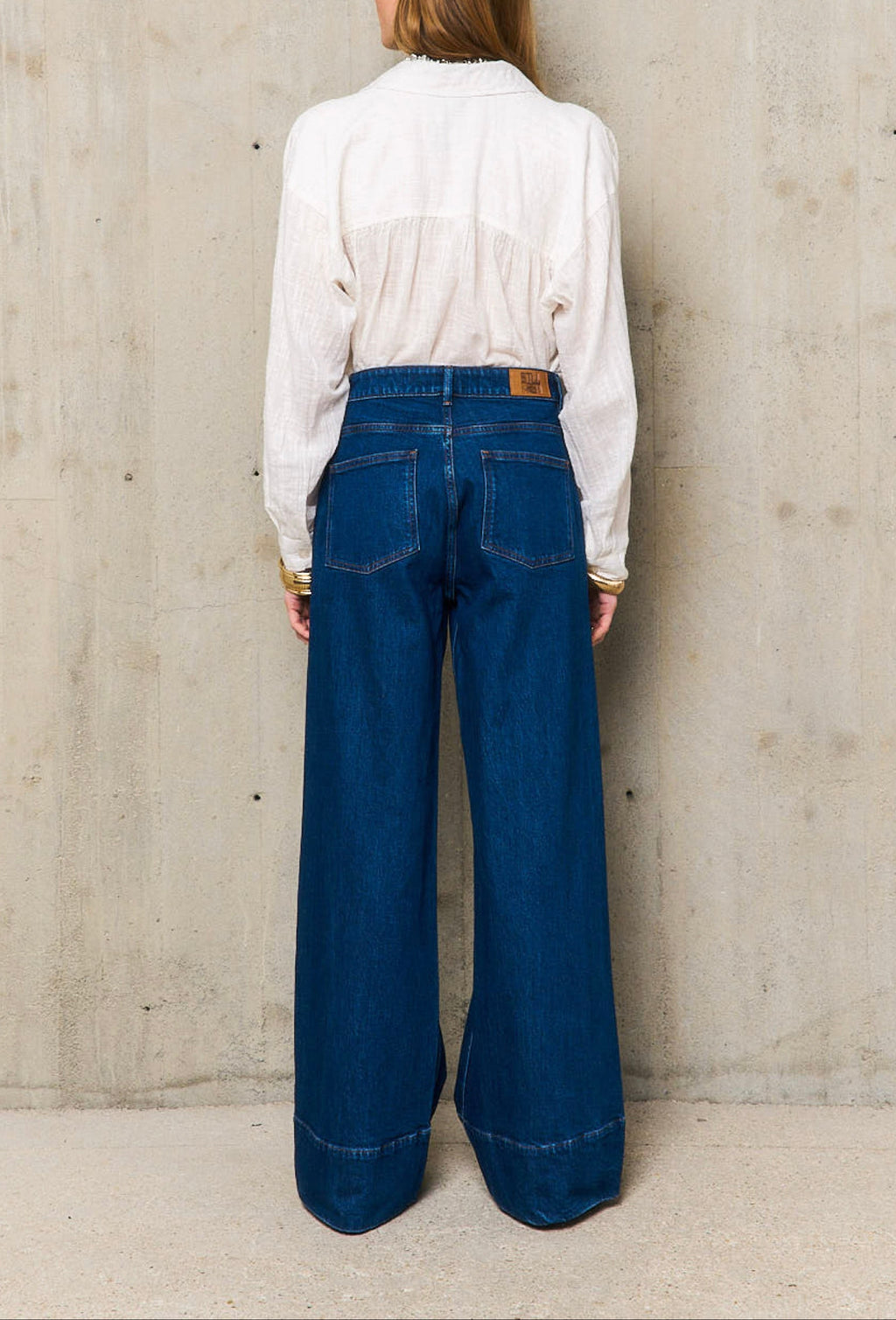 Pantalones Moira Piqué Plisados - Denim
