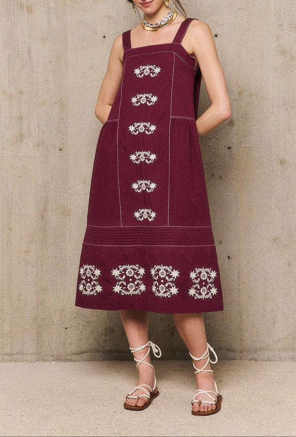 Robe Longue Marguerite - Bordeaux