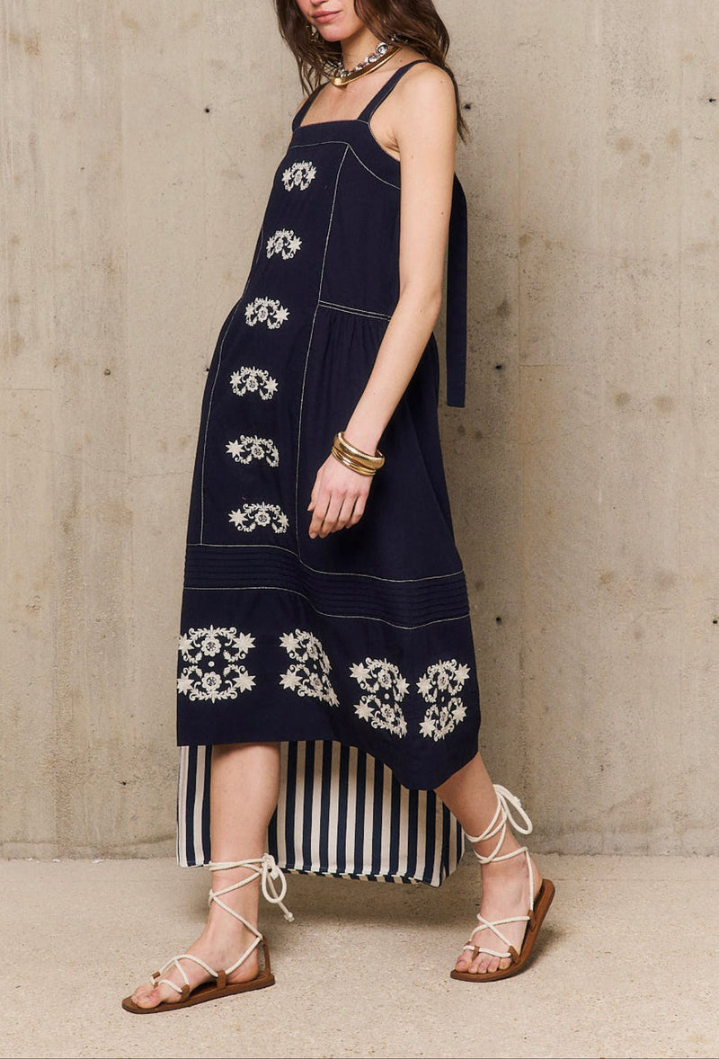 Robe Longue Marguerite - Marine