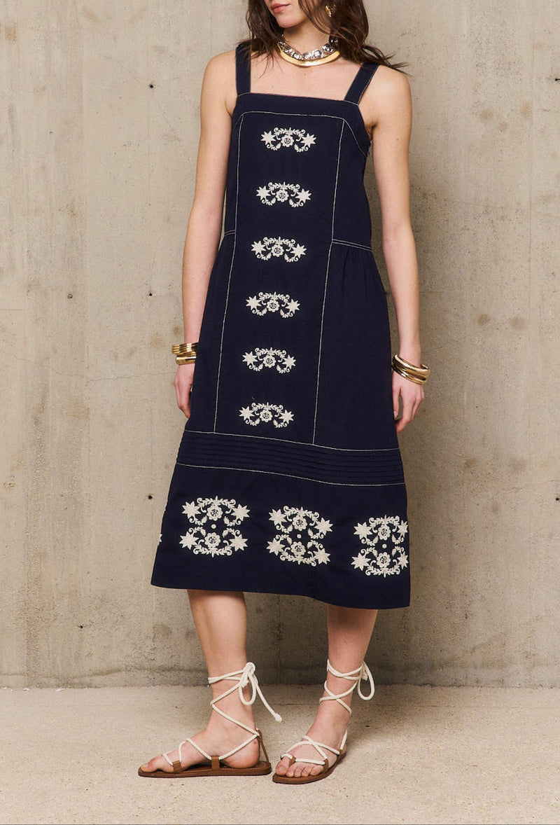 Robe Longue Marguerite - Marine