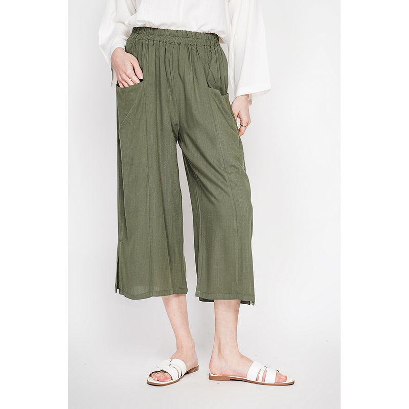 Pantalones cropped - Caqui