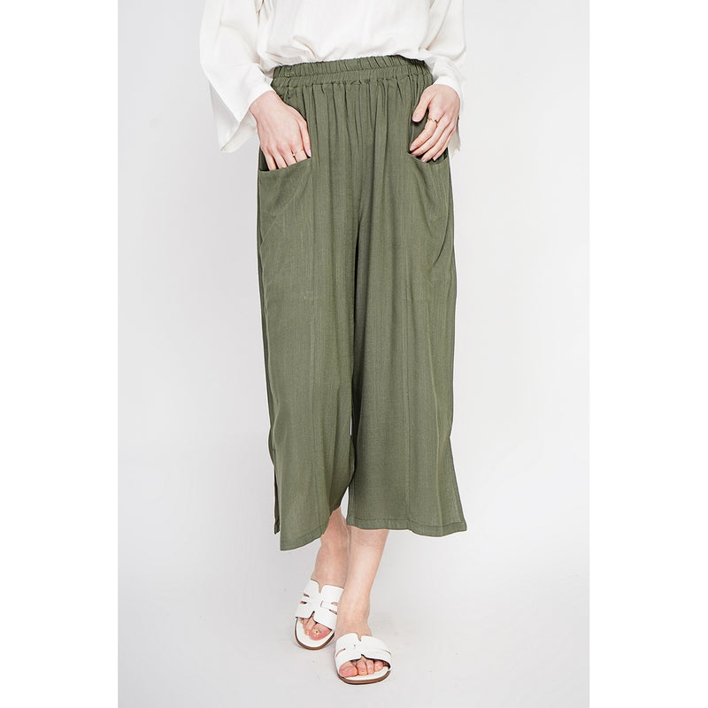 Pantalones cropped - Caqui