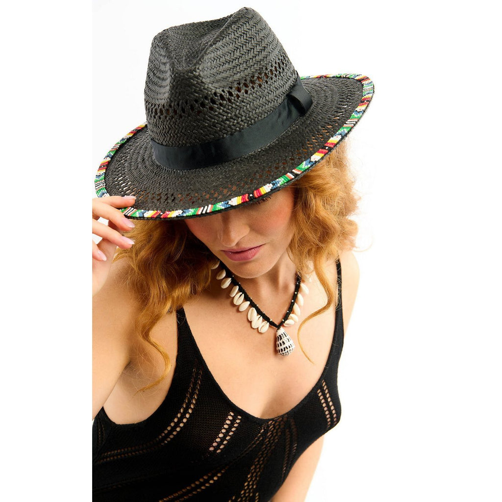 Sacs et Accessoires Chapeau de Paille Fyan - Noir