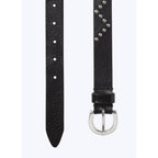 Ceinture À Clous En Cuir De Vachette - Noir