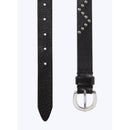 Studded Cowhide Leather Belt - Black