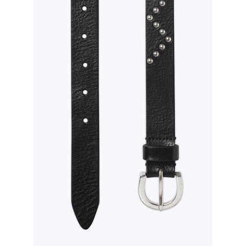 Cinturón de piel de vacuno con tachuelas - Negro