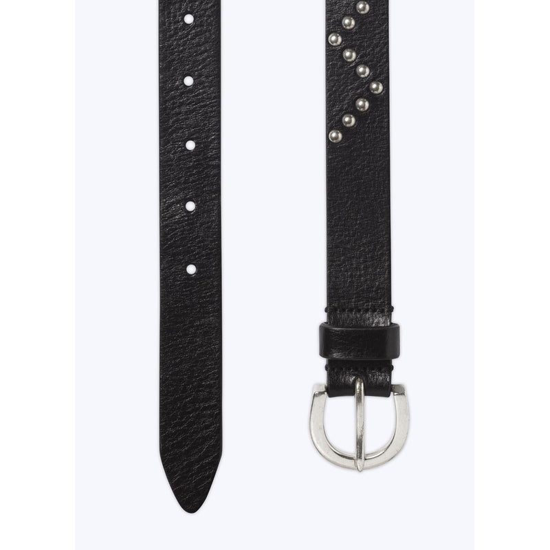 Studded Cowhide Leather Belt - Black
