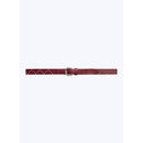 Studded Cowhide Leather Belt - Red
