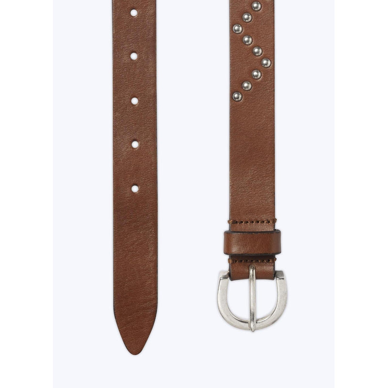 Ceinture À Clous En Cuir De Vachette - Brun