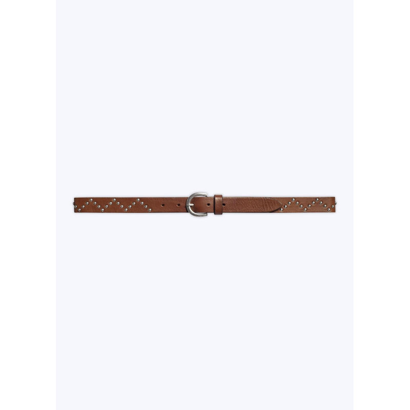 Ceinture À Clous En Cuir De Vachette - Brun