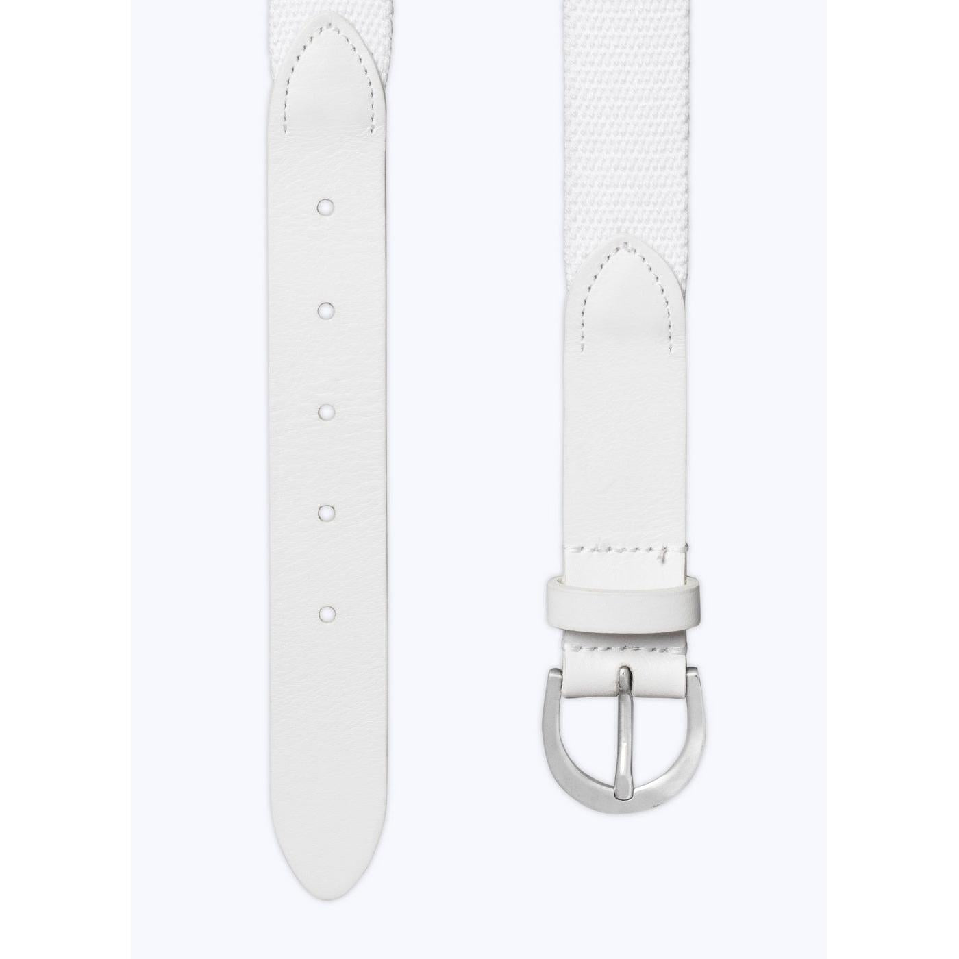 Fursac - Woven Belt in Cotton and Leather - White