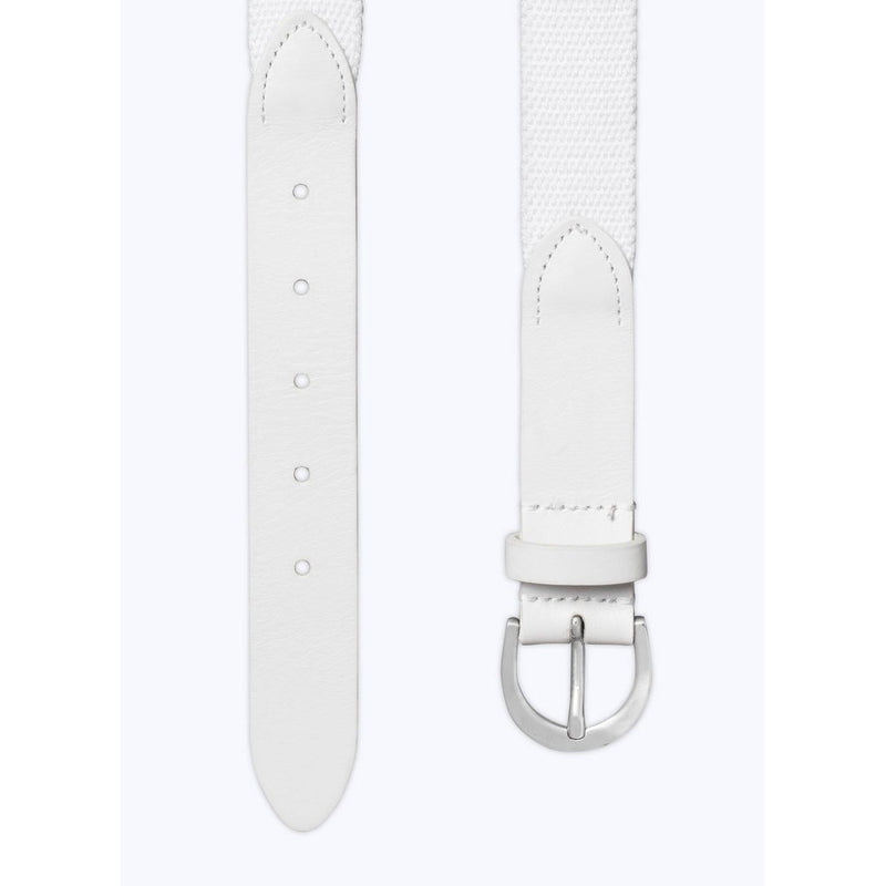 Woven Belt In Cotton And Leather - White