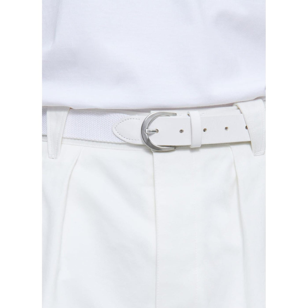 Fursac - Woven Belt in Cotton and Leather - White