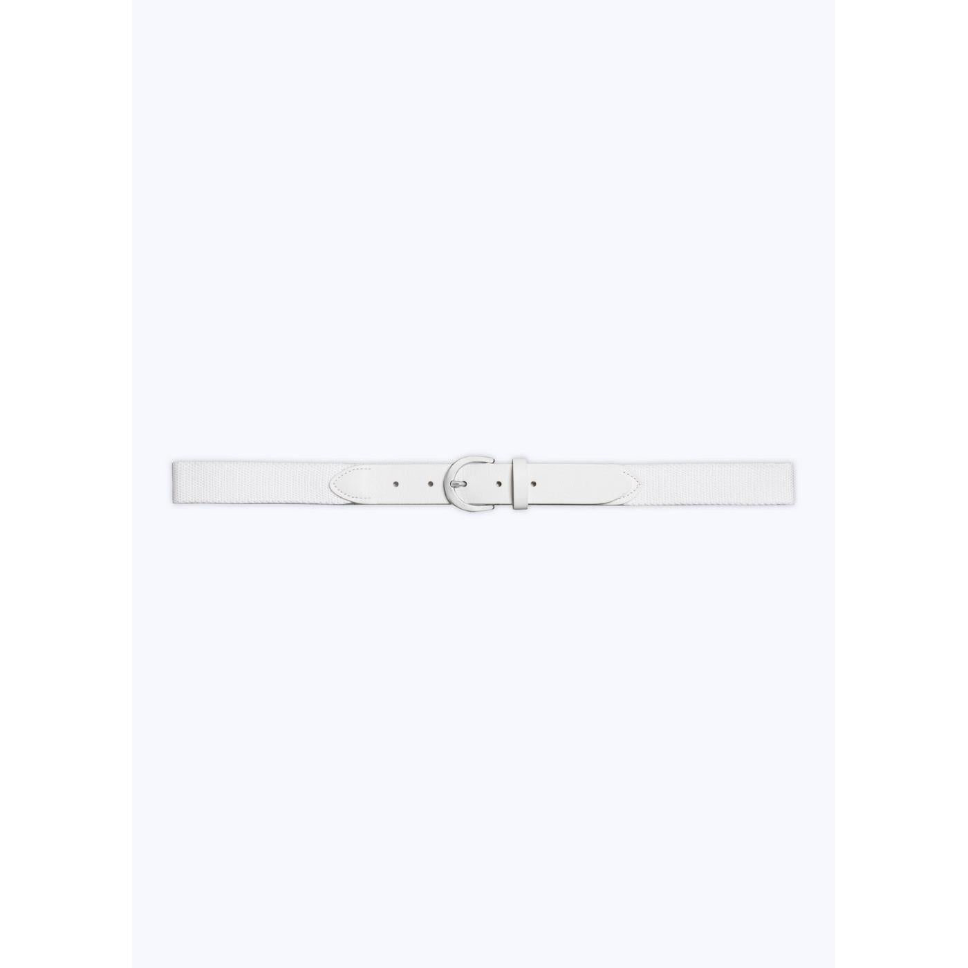 Fursac - Woven Belt in Cotton and Leather - White