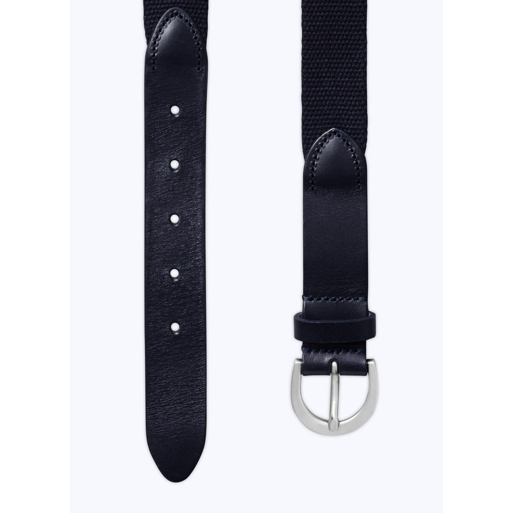 Fursac - Woven Cotton and Leather Belt - Navy Blue