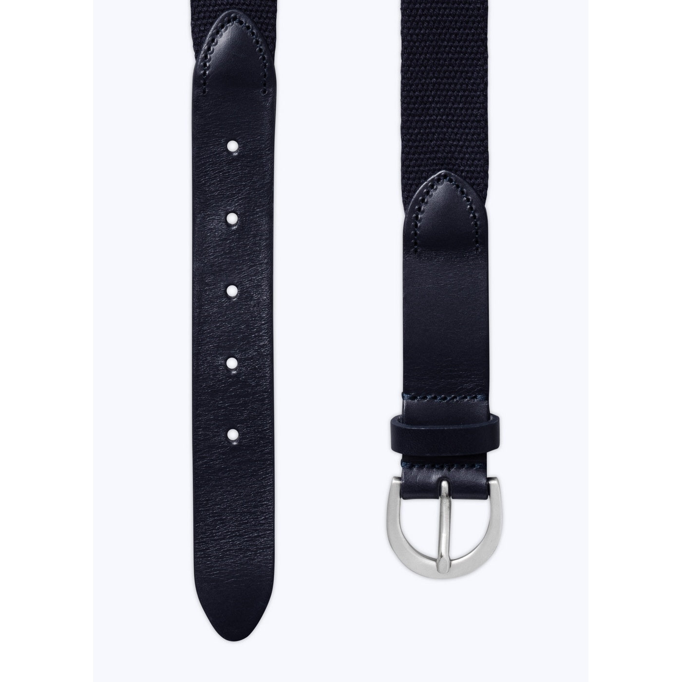 Fursac - Woven Cotton and Leather Belt - Navy Blue