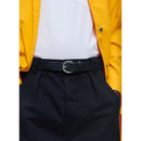 Ceinture Tissée En Coton Et Cuir - Bleu Marine