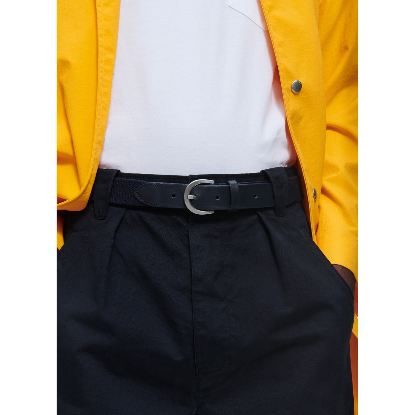 Fursac - Woven Cotton and Leather Belt - Navy Blue