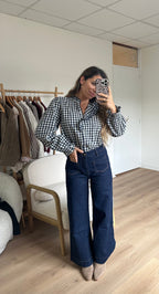 Léonor Navy Blue Vichy Blouse
