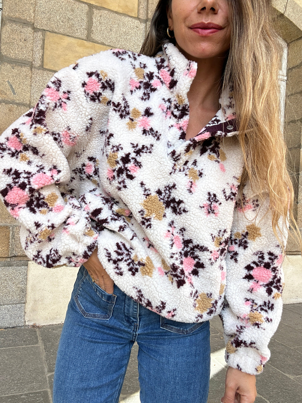 Jersey de borreguito floral Gina