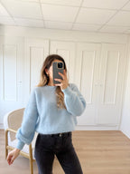 Gaia ice blue mohair and wool knit