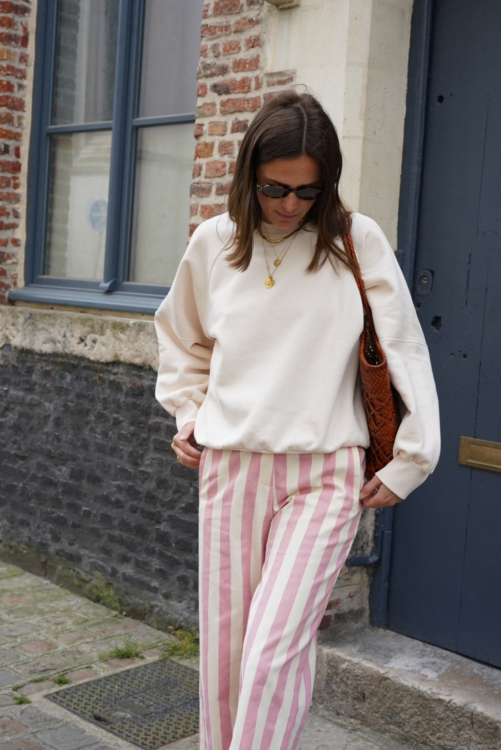 Hubert Stripe Pants Pink/Ecru