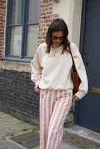 Hubert Stripe Pants Pink/Ecru