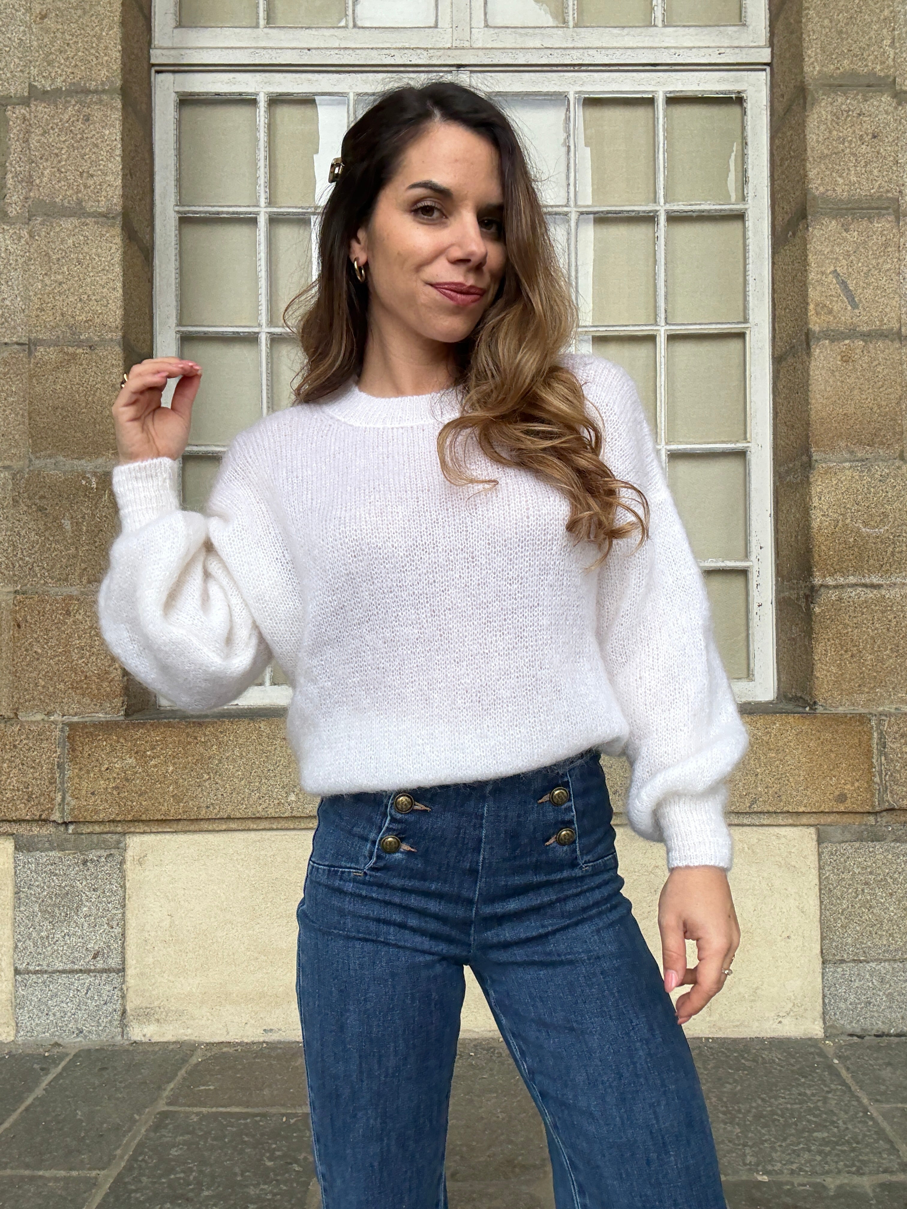 Gaia white mohair and wool knit
