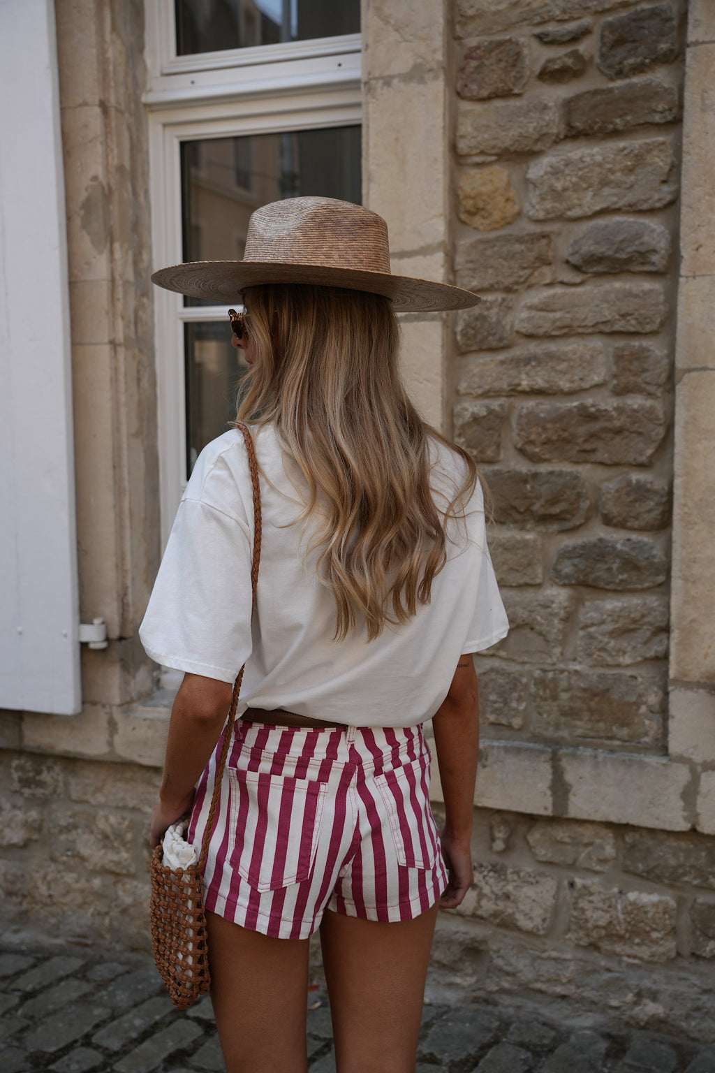 Short Rayé Nalla - Rouge