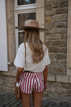 Short Rayé Nalla - Rouge