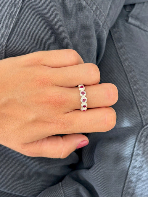Anillo Lágrima Rosa Plata