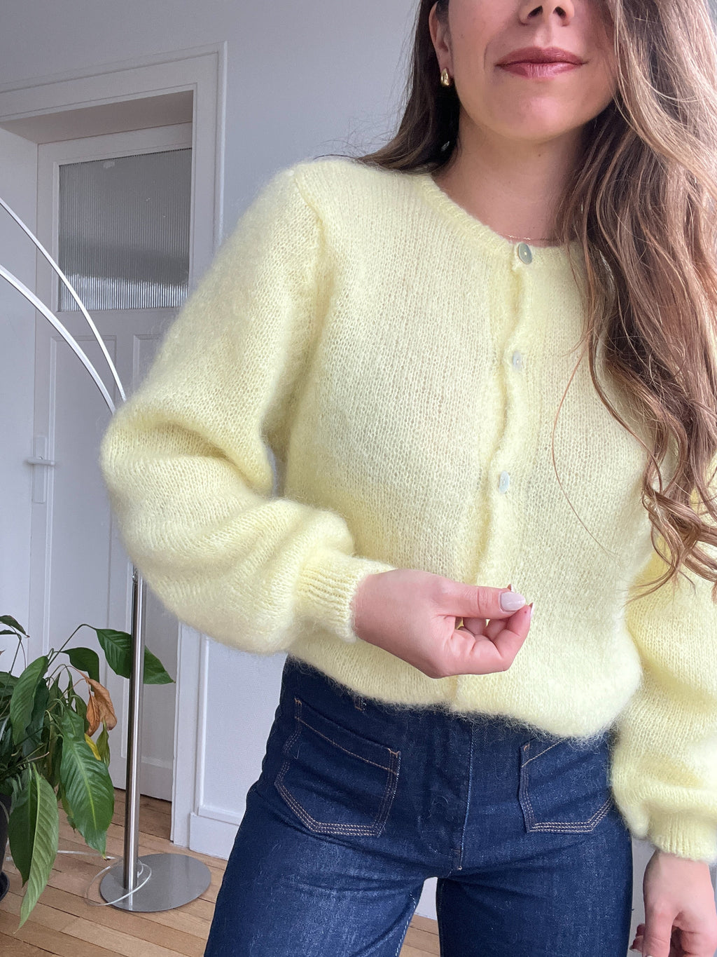 Jersey de punto de lana Bianca amarillo claro