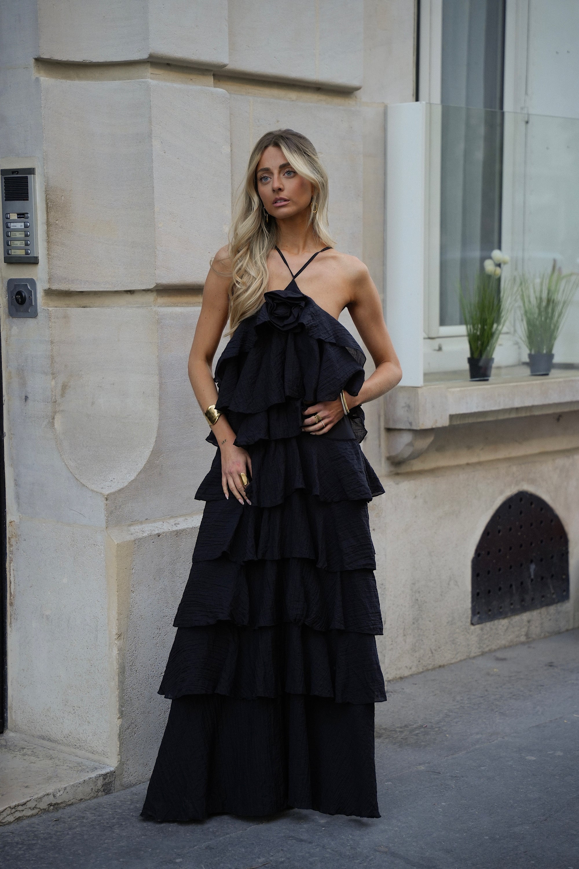 Robe Volantée Ava - Noire