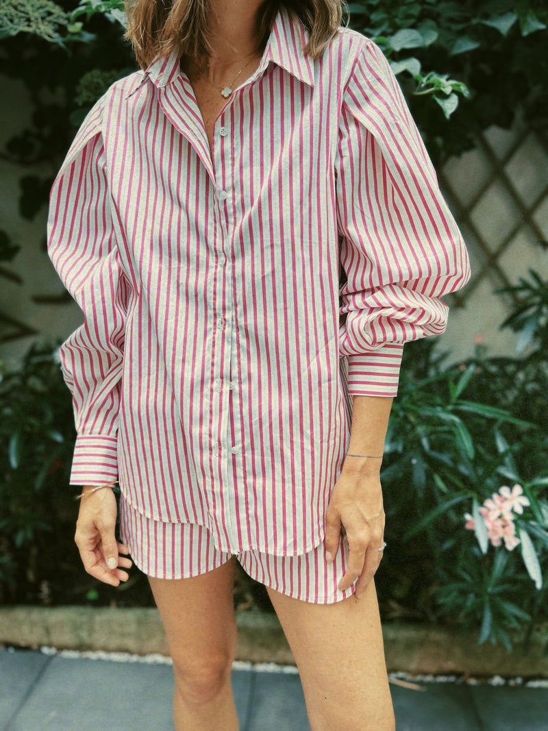 Paola Shirt - Pink & Blue Stripes