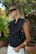 Blouse À Pois Jade - Noire