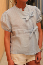 Blouse Célestine lin bleu ciel