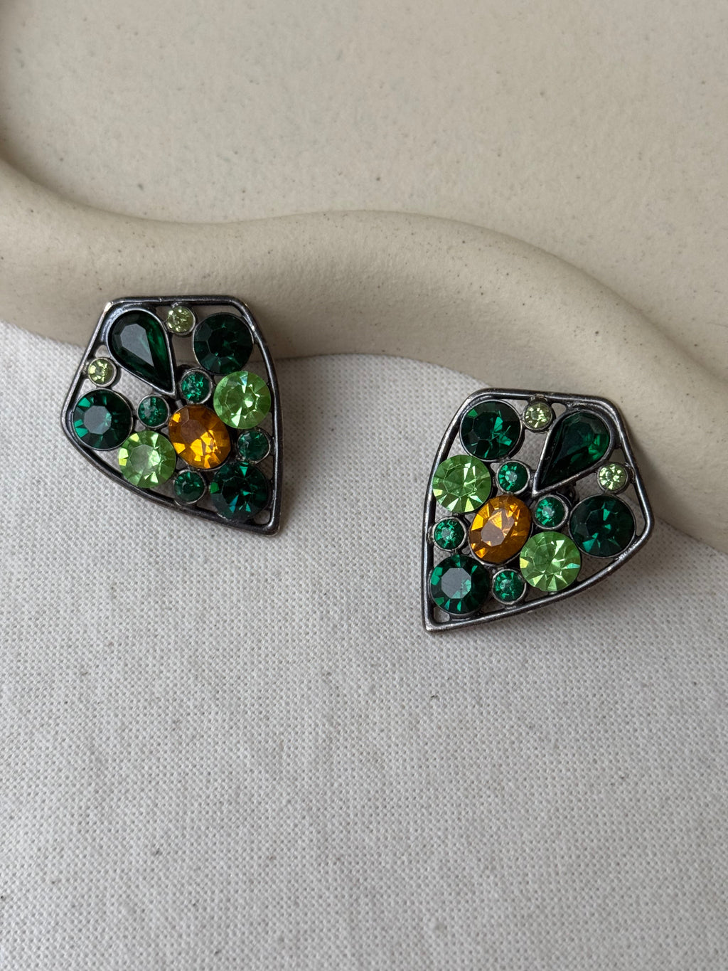 Boucles D’Oreilles Jean Louis Scherrer Vintage - Cristaux Verts